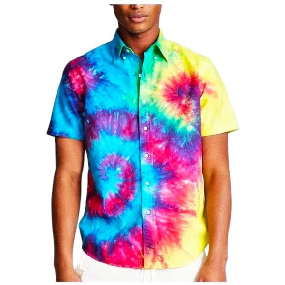 Polo Ralph Lauren Men's Classic Fit Button Up Shirt Size M Summer Tie Dye NWT - Picture 1 of 8